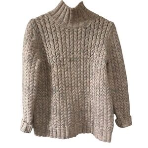 LA VIE Rebecca Taylor merino wool blend‎ cowl neck light pink sweater cable knit